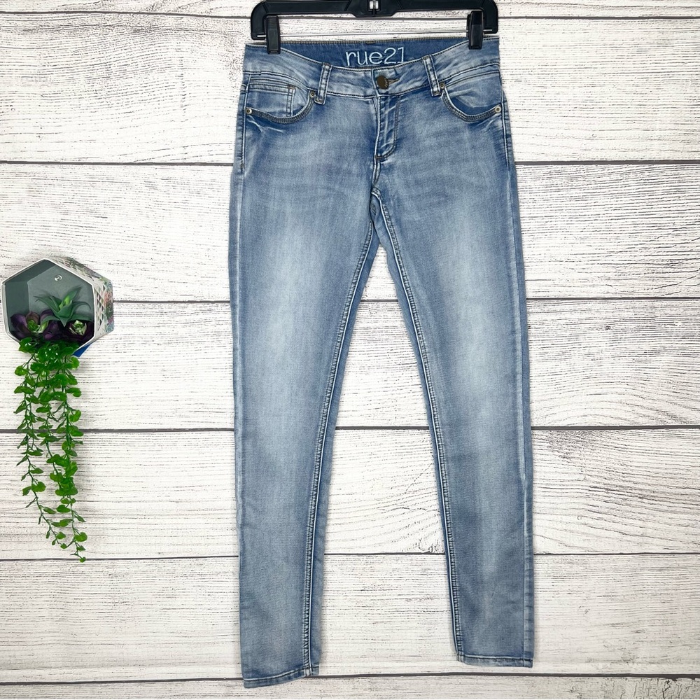 Rue21 Low Rise Jeggings Blue Denim Freedom Flex Stretch Skinny Jeans Size 4